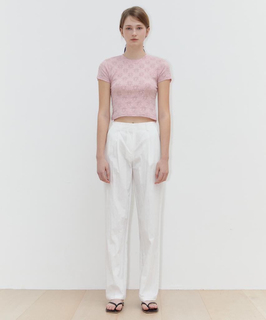 SINOON Flower Jacquard T-Shirt (Pink)
