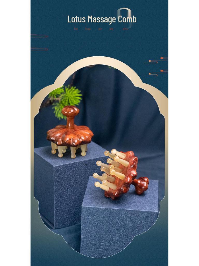 Schafshorn Kopf- und Nackenmassagekamm mit leichten Schönheitsfehlern - B-Ware Abverkauf