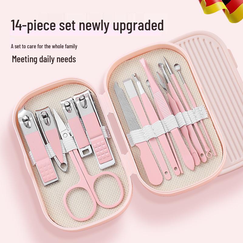14-Piece High-End Manicure Set: Nail Clippers & Ear Pick