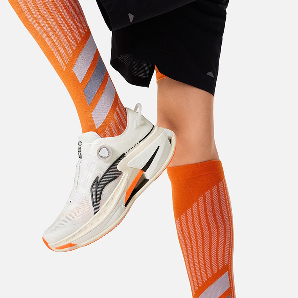 Li Ning Cushioning Slip Resistant Abrasion Resistant Low Top Running Shoes Men's White Black Orange ARZU005-3