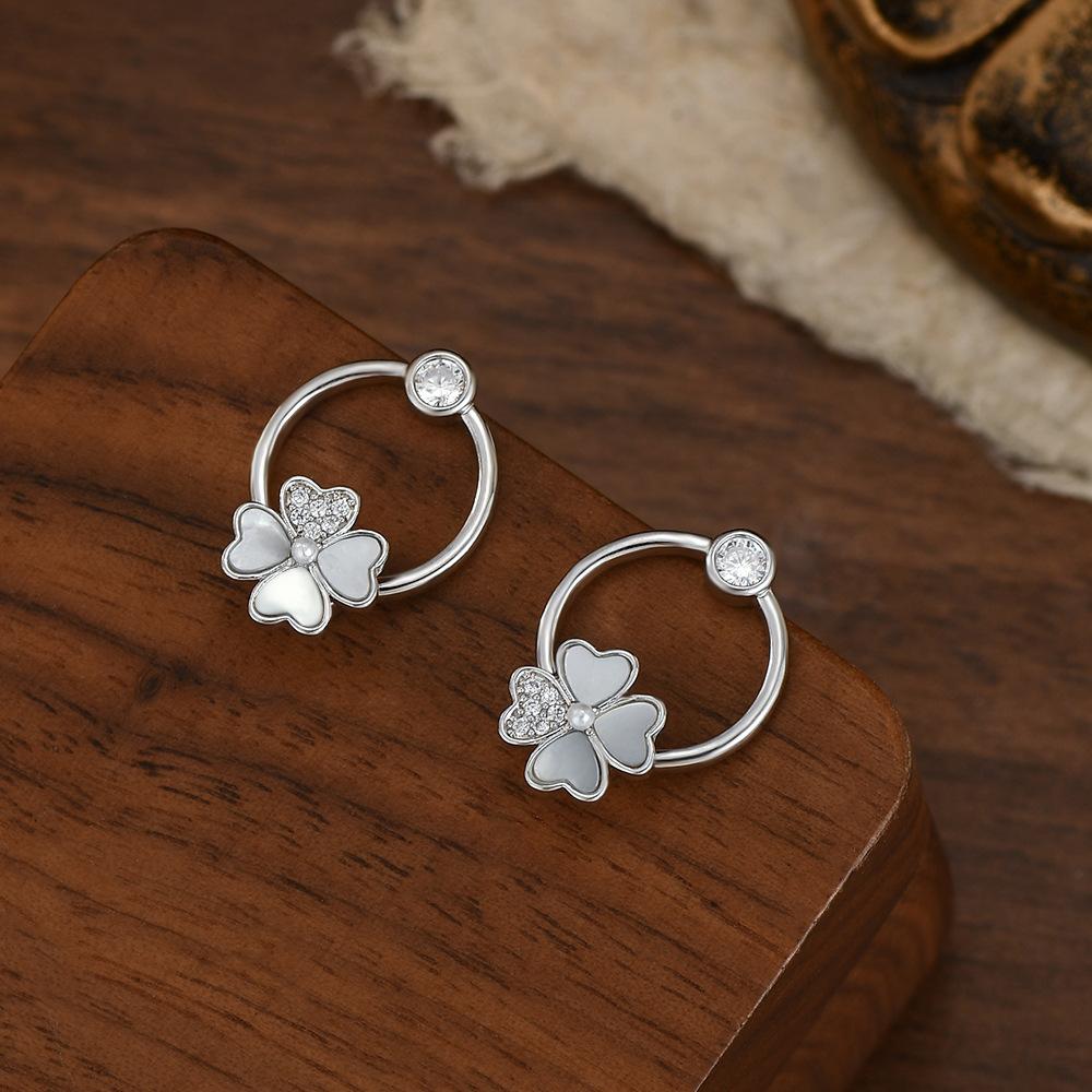 

Модные серьги с четырьмя листочками клевера, нежные серьги из натуральных ракушек, женские серьги