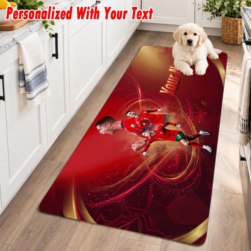 Cristiano Ronaldo Custom Name Flannel Rug Kitchen Mat Non Slip Floor Carpet Personalized Home Decor