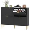 Elegant Four-Drawer Shoe Cabinet - Black