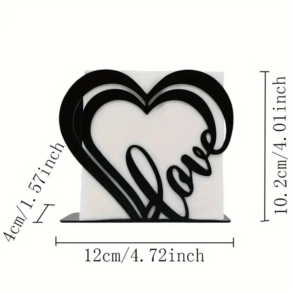 Heart Shaped Iron Napkin Holder Metal Paper Stand Home Party Decoration Independent Desktop Tissue Storage Clip Napkin Dispenser