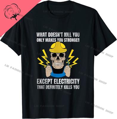 Elektriker Geschenk für Elektroingenieur Grafische T-Shirts Herrenbekleidung Kurzarm Oberteile Baumwoll T-Shirts Damen Bedrucktes T-Shirt