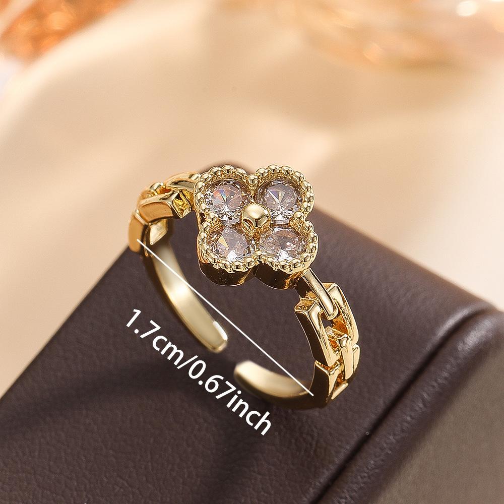 Four-leaf Clover Ring High-end and Elegant Open Ring for Women