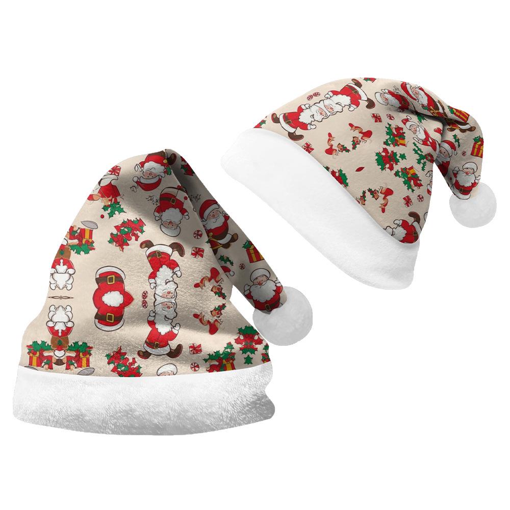 2024 Personalized Christmas Santa Hat - Short Plush, Printed, for Adults & Kids