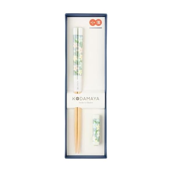 Personalized Gift Chopsticks and Chopstick Rest Set - Jasmine GC-K09, 23.0cm Chopsticks, 5.8x1.2cm Chopstick Rest, Dishwasher Safe, Non-Slip