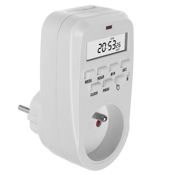 Prise programmable - GreenBlue - GB362 E - Horloge digitale - Charge max. 16A - IP20 - Blanc