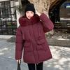 Women’s Midi Hooded Windproof Thicken Warm Winter Jacket With Big Fur Collar