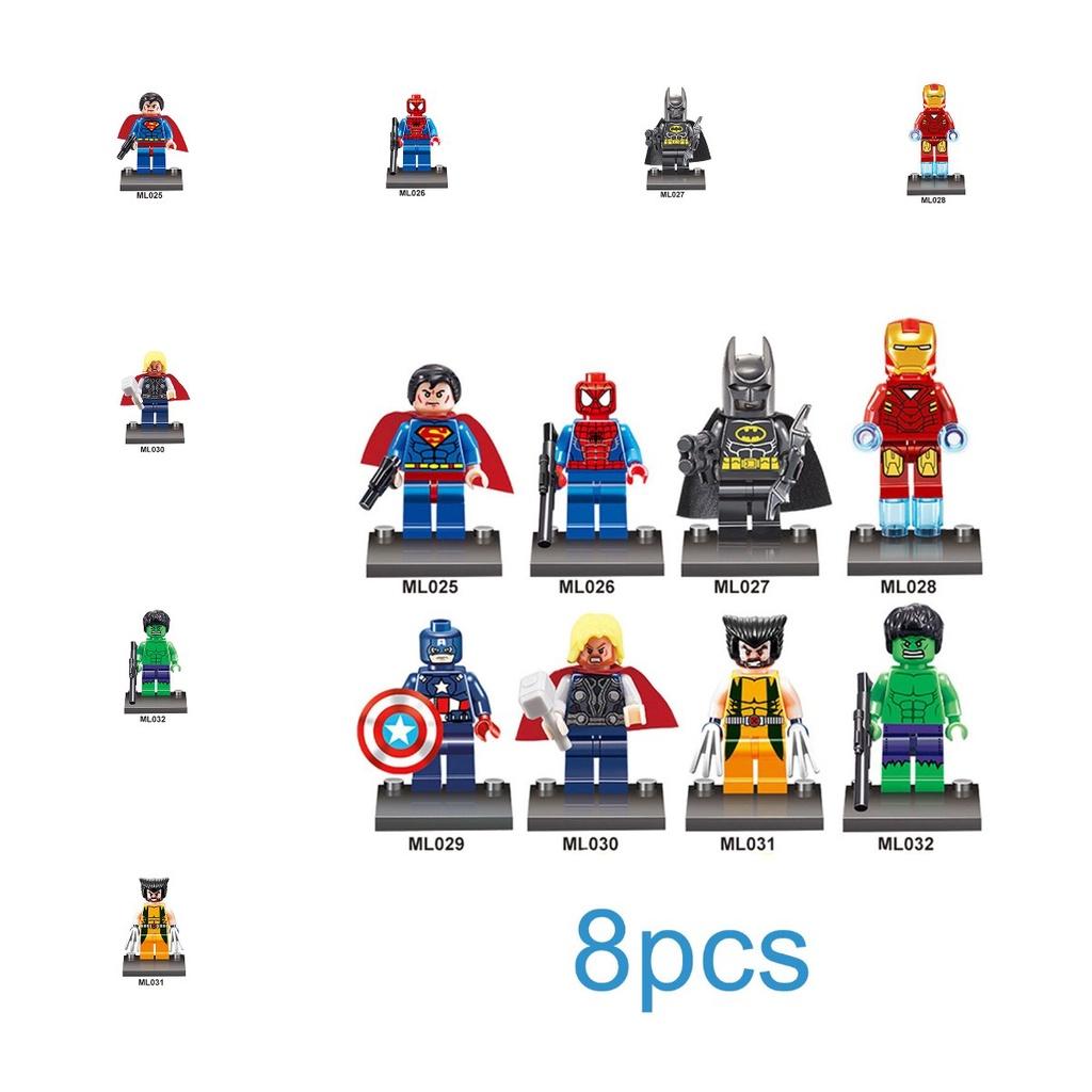 High-quality Abs Plastic Avengers Superhero Building Blocks 8 Different Characters In One Set