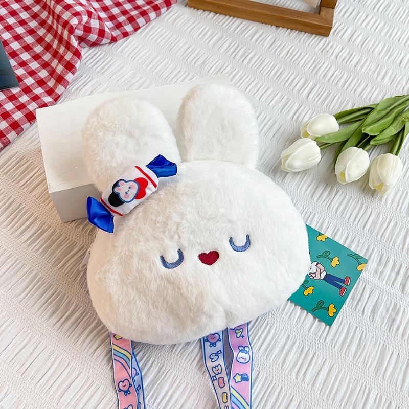 Delicious White Rabbit Peach Creamy Plush Messenger Bag New Girl Shoulder Storage Bag