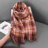 Premium new versatile plaid scarf women's soft warm thickened shawl autumn and winter travel cold scarf