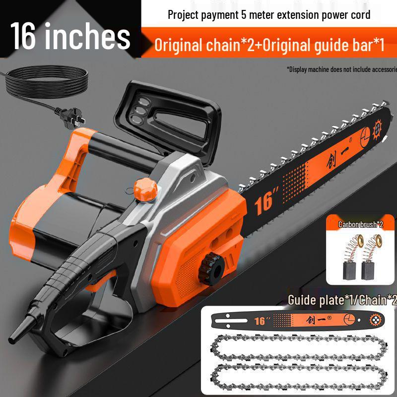 16-Inch Corded Electric Chainsaw: Handheld, Large Capacity for Household and Outdoor Use