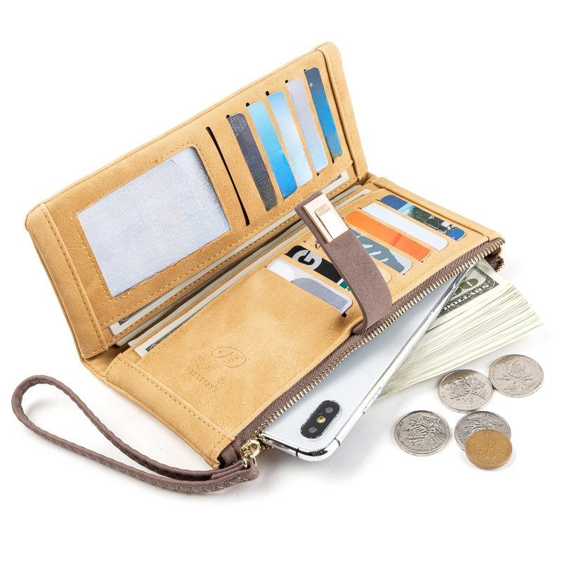 Frosted Retro Women's Wallet Card Bag Multifunctional Handheld Long Handbag