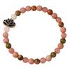 Rose Quartz Unakite And White Jade Beaded Bracelet With Silver Lotus Charm Serene Fashion Jewelry For Men Women Daily Wear Simple Versatile Accessory
