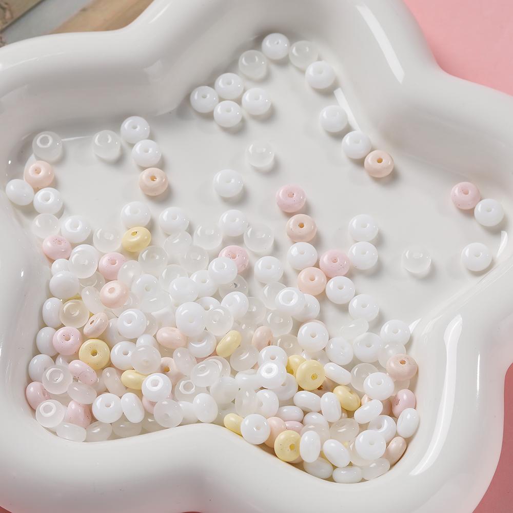 100pcs/lot Glass Imitation Jade Beads Flat Round Spacer Beads Mixed Bead for DIY Necklaces Bracelets Jewelry Making Accessories