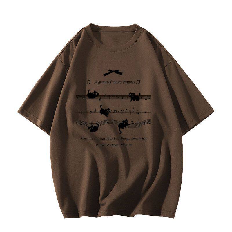 Cotton White Short-sleeved T-shirt Women's Summer American High Street Loose Fat Mm Large Size Design Sense Niche Half-sleeved Top