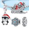 Copper Santa Claus Sled Bead Charms Christmas Penguin Charm Bead Charms Compatible With Authentic Bracelets for Women Diy Jewellery Fine Gifts Accesso
