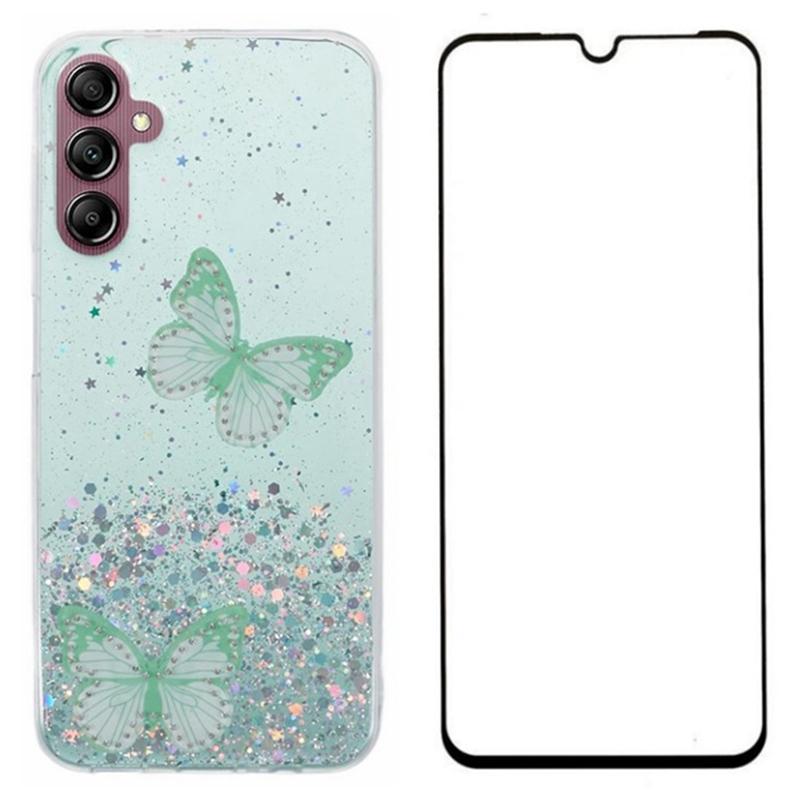 Etui na Samsung Galaxy A14 4G/5G TPU Błyszczący Motyl Pokrowiec na Telefon z Folą HD