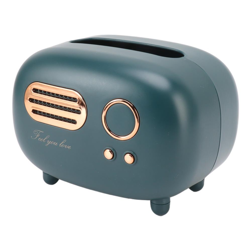 Home Decoration Radio Shape Retro Radio Tissue Box Decorative Multifunction Tissue Cover Box Creative Green Napkin Case Bedroom