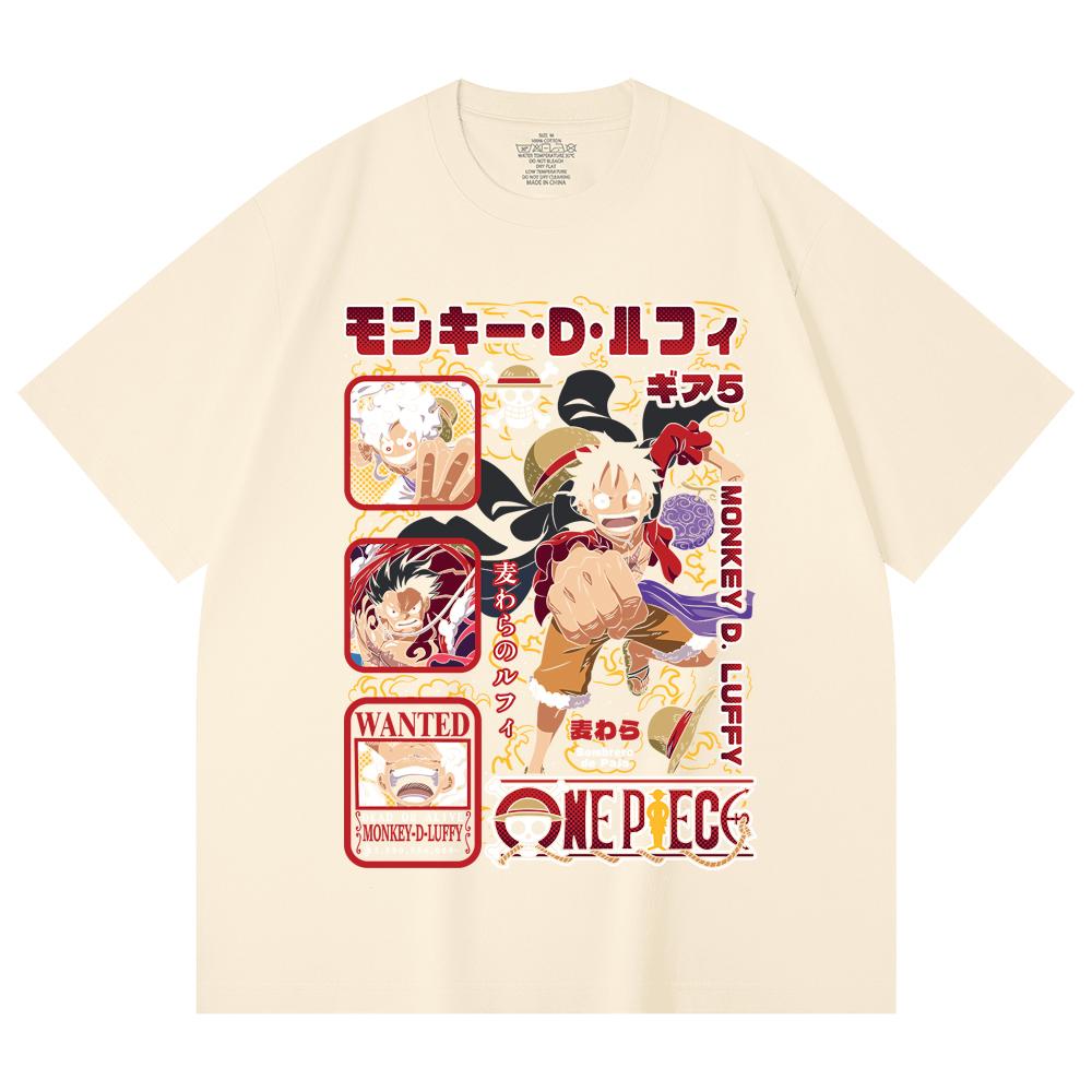 230 Gsm 100% Cotton One Piece V78 Luffy Print Unisex Heavy Cotton T Shirt