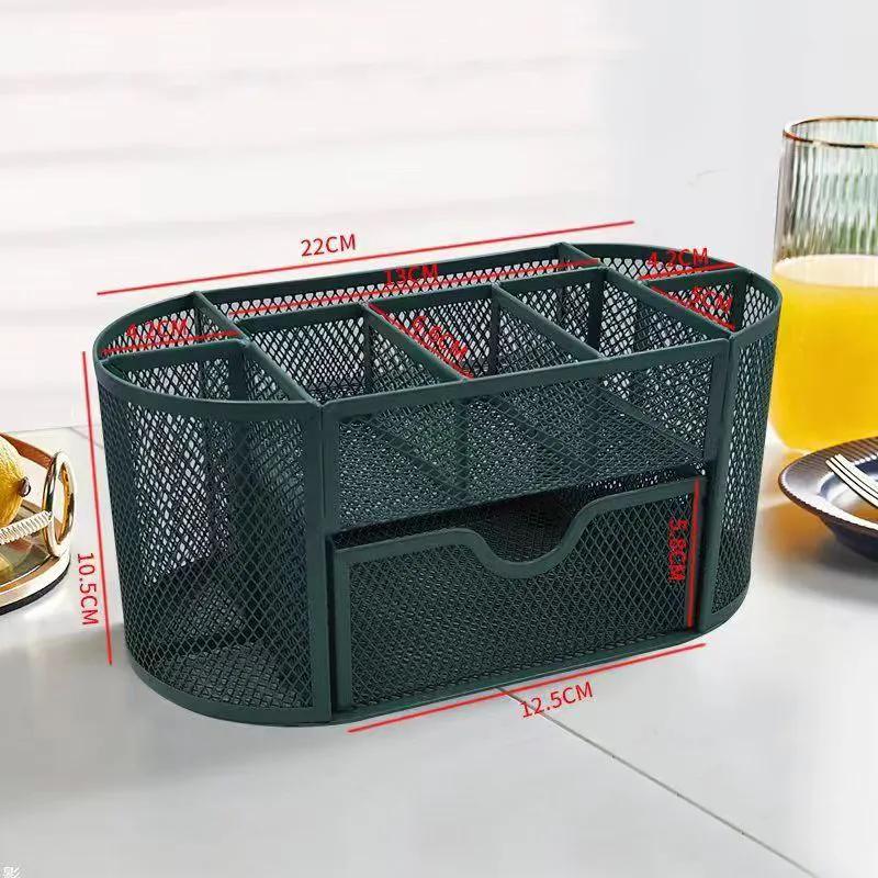 Wholesale Metal Pen Holder Creative Desktop Storage Nine Grid Multi Functional Pen Holder Storage Box Student Stationery Supplies YLE238