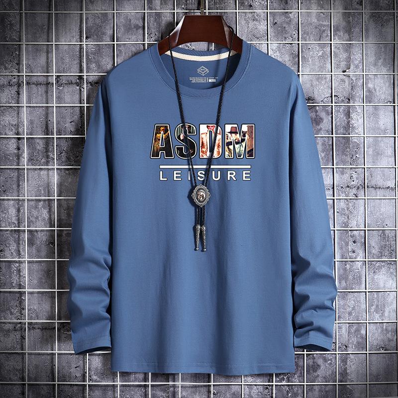 

QICED Весна и Осень Новая Тонкая Мужская Футболка С Длинными Рукавами Узкая Маленькая Рубашка Рубашка Нижняя Рубашка XXXXXXL синий