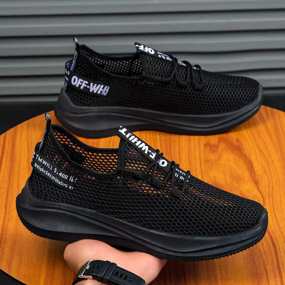 Summer Men's Shoes Breathable Thin Mesh Shoes Men's Mesh Casual Sports Shoes Mesh Hollow Deodorant Lightweight Running Shoes