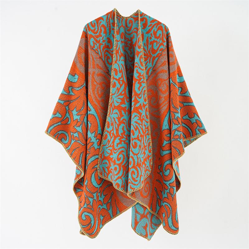 Fashion Floral Ponchos For Women Winter Warm Thick Oversized Shawls And Wraps Cashmere Pashmina Female Bufanda Mujer  Luxury