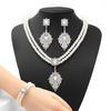 Elegant Floral Pearl Jewelry Set for Brides - Necklace, Earrings & Bracelet In Luxurious Style
