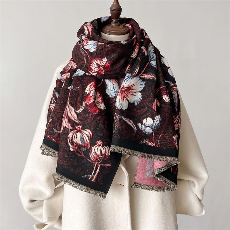Winter Cashmere Scarf Women Design Outdoor Warm Pashmina Blanket Scarves Female Shawl Wraps Thick Foulard Bufanda