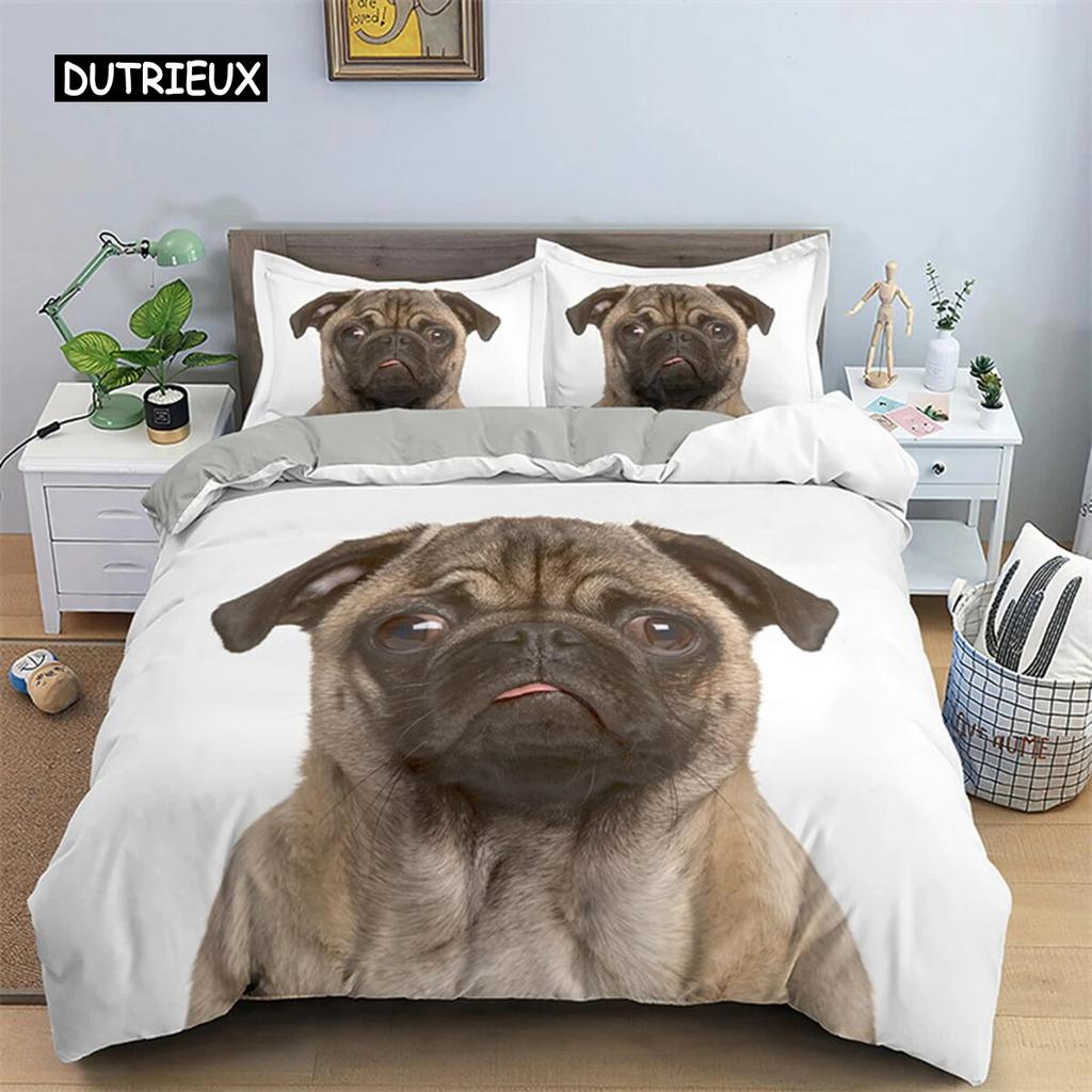 Cute Dog Bedding Set Microfiber 3D Pet Puppy Duvet Cover Animal Theme Quilt Cover Single Queen King For Child Boys Girls Bedroom