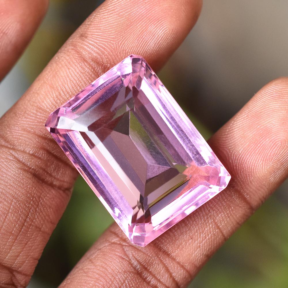 RARE Pink NATURAL Brazilian Topaz 75 Ct Emerald Cut CERTIFIED Loose Gemstone