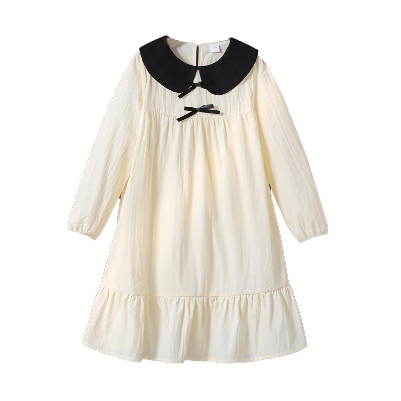 Girls Dress 2025 Autumn Children Clothes Fashion Doll Collar Bow Long Sleeve Princess Dresses