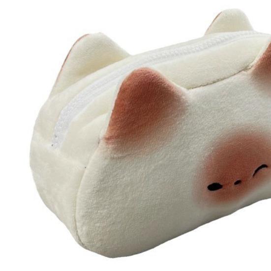 Cute Cat Pencil Case Large Capacity Pencil Pouch Cute Toast Shape Smooth Zipper Closure Stationery Bag Multipurpose Organizer