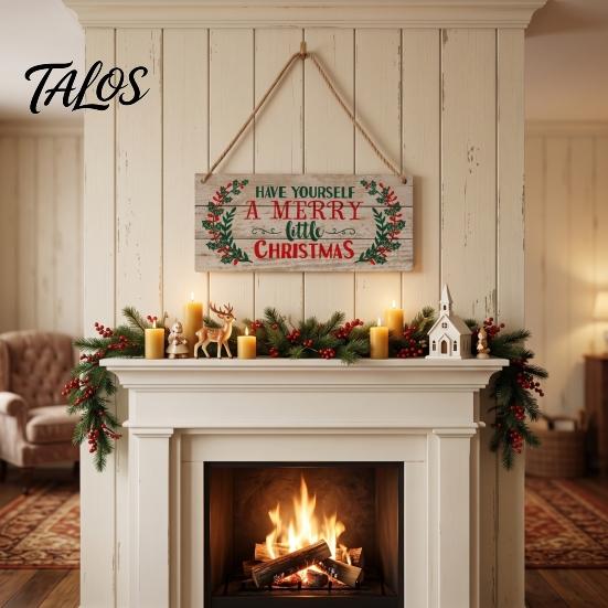 Welcome Door Hanger Christmas Wood Hanging Sign with Jute Rope, Have Yourself A Merry Xmas Theme Board Little Rustic for Home Cafe Bar Decor Durable