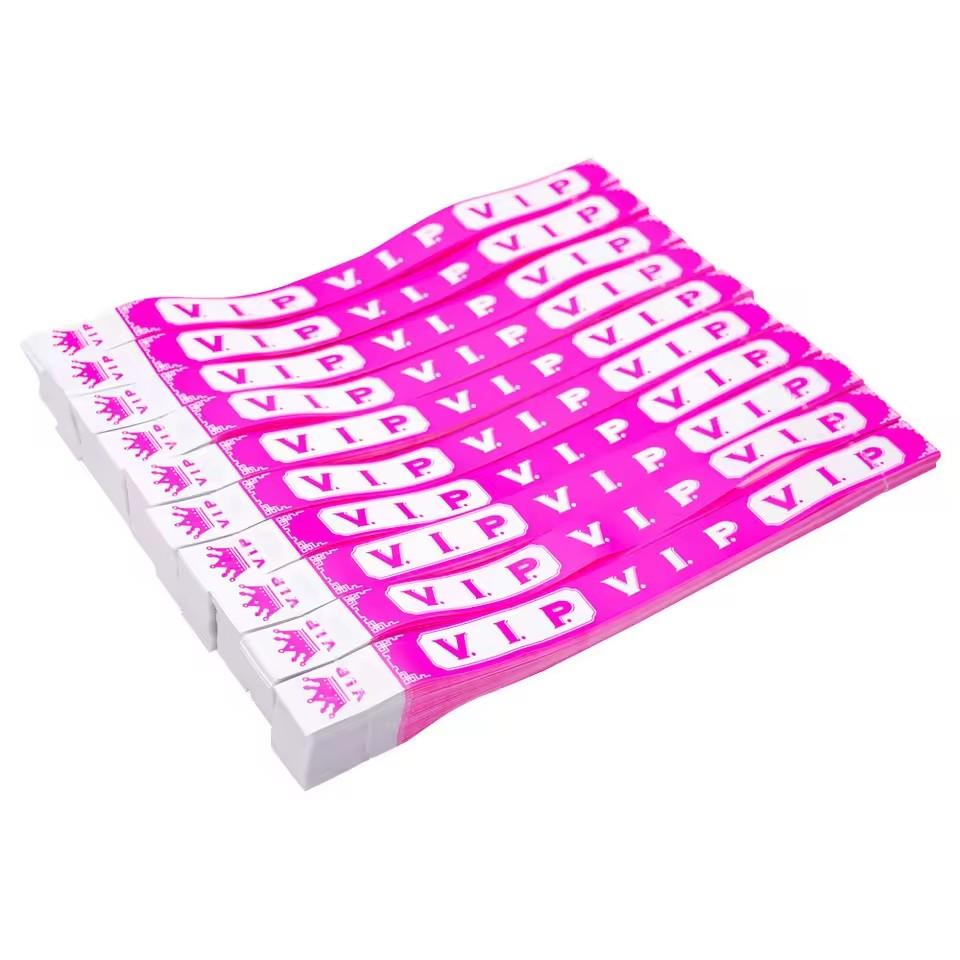 

100pcs Neon Glow VIP Wristbands for Events VIP Synthetic Paper Wristbands VIP Bracelet for Clubs Parks Concerts and Festivals 100pcs розовый