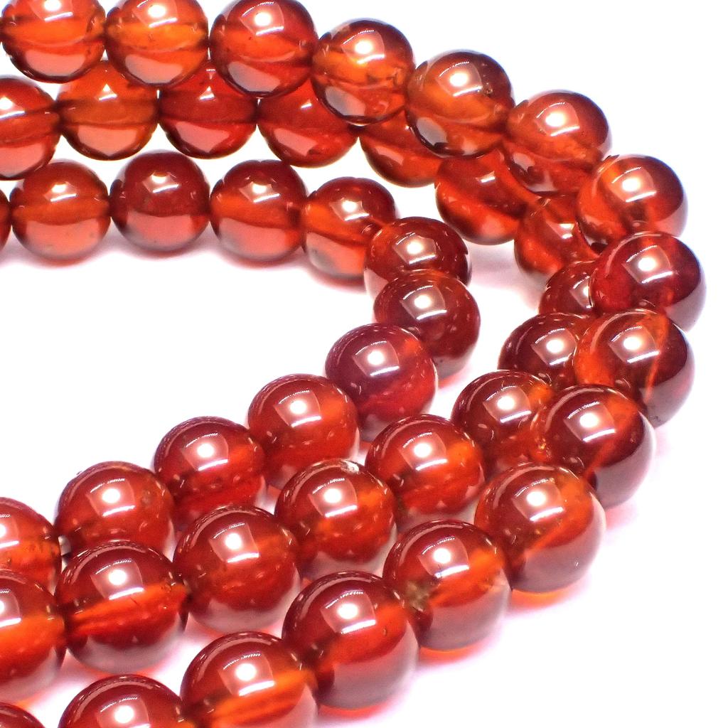 High Quality Natural Stone January Birthstone Orange Garnet Triple Wrapped Bracelet [Happiness Stone] (Hessonite)