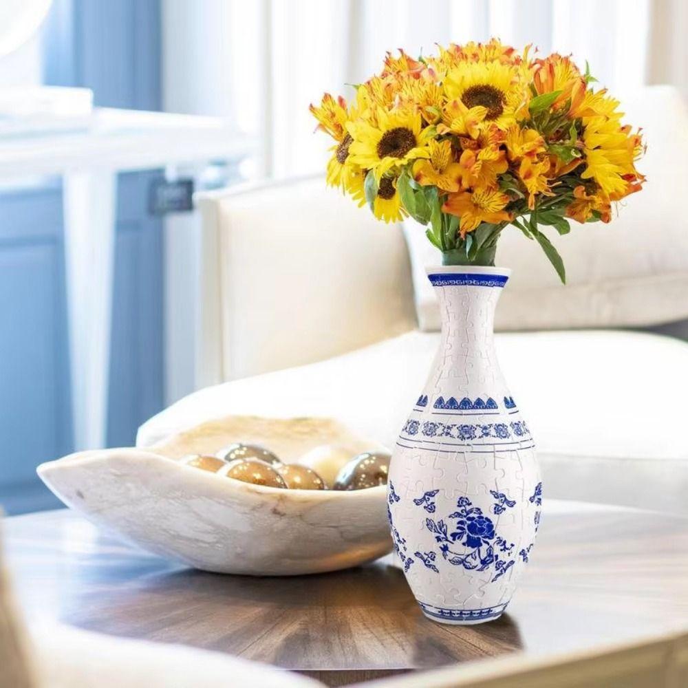 Zusammenbau Flasche Blumenvase Puzzle Blumen arrangieren Gebogenes Plastikpuzzle Einweihung