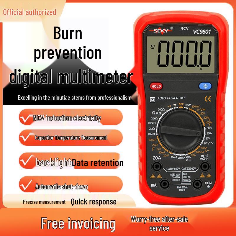Shengde VC9801 High-Precision Intelligent Digital Multimeter