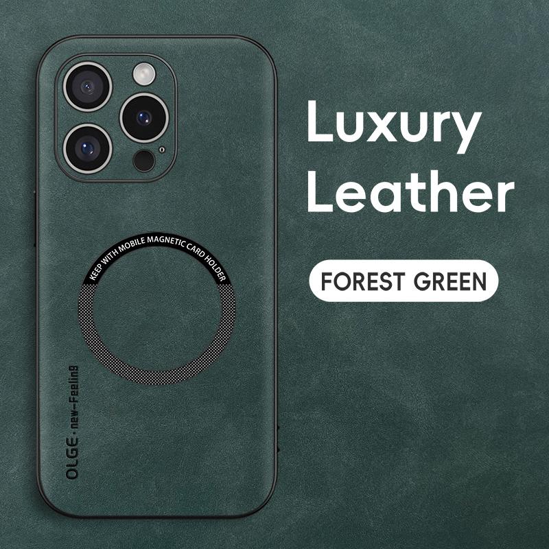Magnetic For Magsafe Leather Case For iPhone 16 15 14 Pro Max 12 13 Pro Max 11 Luxury Wireless Charge Soft Edge Hard Phone Cover