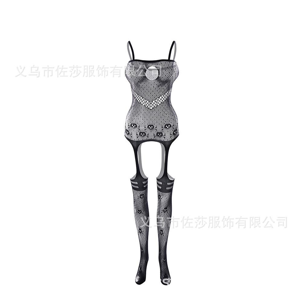 Sex Underwear Uniform Jacquard Onesie Lace-up Crotch Tights Stockings