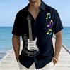Kurzarmshirt für Musikliebhaber, Gitarren- & Noten-Print, Lässiges Sommer-Essential