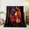 Fiery Skull and Rose Art for all seasons blanket lunch break throw gift