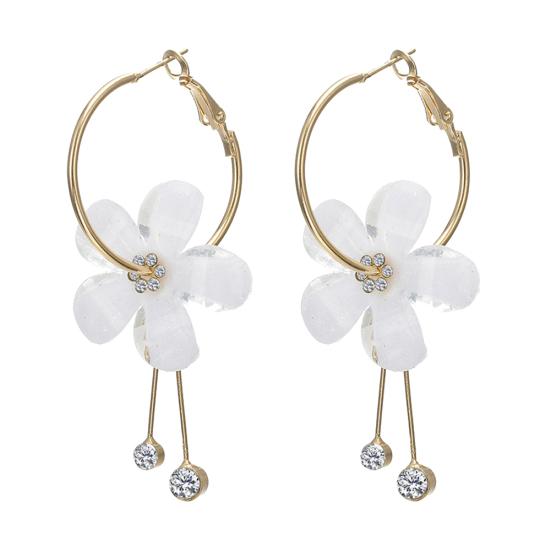

Party Sweet Women Large Circle Flower Tassel Rhinestone Hoop Earrings Jewelry