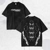 Vintage Washed Futuristic Tech Armor Blueprint Graphic T-Shirt, Cyber Style Streetwear Tee, Video Game Merch Metalhead Fan Gift