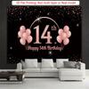 Sfondo 2D per Festa di 14° Compleanno, Sfondo Fotografico con Palloncini Nero Oro Rosa
