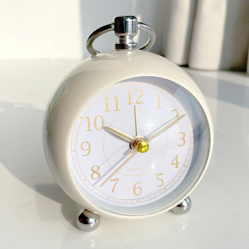 Metal Silent Alarm Clock with Night Lights Spherical Foiled Clock Face Student and Children's Desktop Alarm Clock