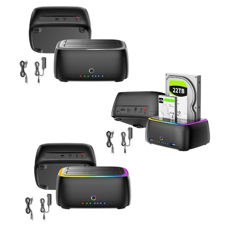 Multifunctional 2.5inch/3.5inch External Hard Drives Enclosure Case Type C Docking Station Hard Drive Case with LED
